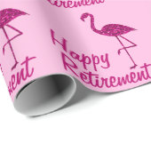 Happy Retirement roze flamingo Aangepaste tekst Gi Cadeaupapier (Rol Hoek)