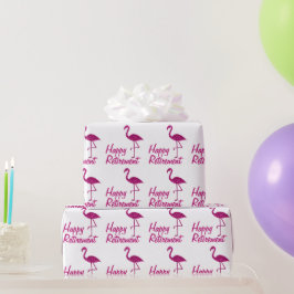 Happy Retirement roze flamingo Aangepaste tekst Gi Cadeaupapier