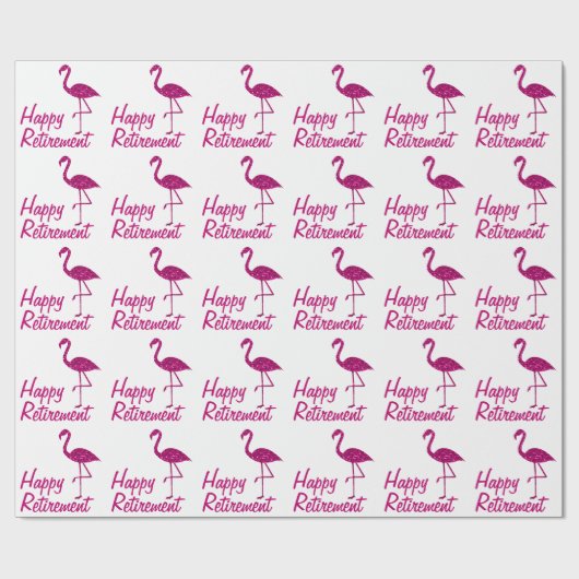 Happy Retirement roze flamingo Aangepaste tekst Gi Cadeaupapier (Vlak)