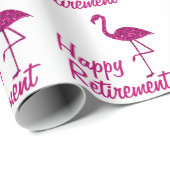 Happy Retirement roze flamingo Aangepaste tekst Gi Cadeaupapier (Rol Hoek)