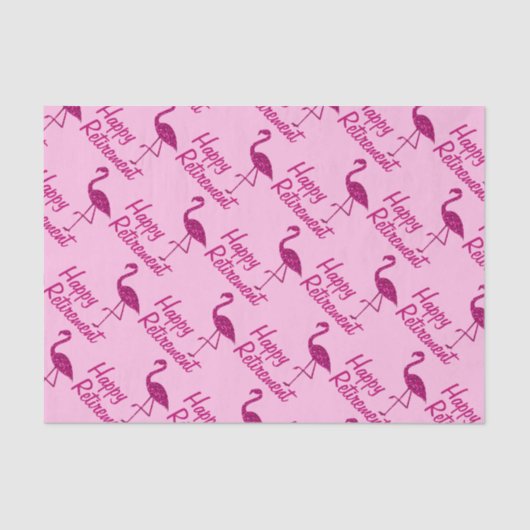Happy Retirement roze flamingo Aangepaste tekst Gi Tissuepapier (Voorkant)