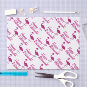 Happy Retirement roze flamingo Aangepaste tekst Gi Tissuepapier