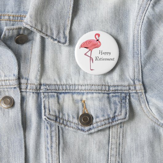 Happy Retirement roze flamingo Party Ronde Button 5,7 Cm (In situ)