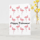 Happy Retirement roze Flamingo patroon Kaart (Gele Bloem)
