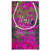 Happy Retirement roze Florals Garden Hand schilder Klein Cadeauzakje (Achterkant)