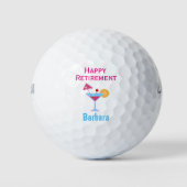 Happy Retirement roze Martini Custom Name Golfballen (Voorkant)