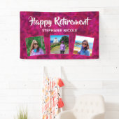 Happy Retirement Roze Naam Meerdere foto's Spandoek (Insitu)