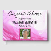 Happy Retirement roze Waterverf Aangepaste foto Gastenboek (Voorkant)