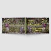 Happy Retirement Rustic Bench Flowers Foto aangepa Gastenboek (Volledig)