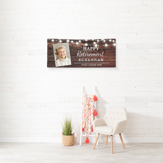 Happy Retirement Rustic Wood String Lights Spandoek (Insitu)