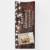 Happy Retirement Rustic Wood String Lights Spandoek (Verticaal)