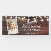 Happy Retirement Rustic Wood String Lights Spandoek (Horizontaal)