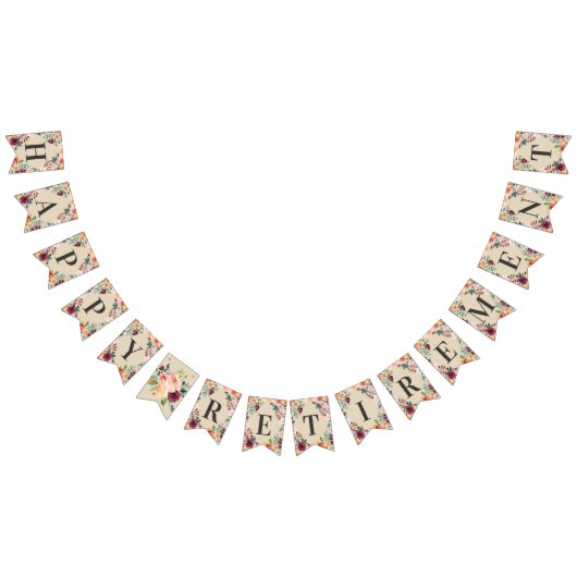 Happy Retirement rustieke Bourgondische roze Herfs Vlaggetjes (Alle)