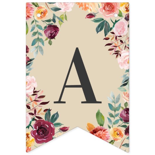 Happy Retirement rustieke Bourgondische roze Herfs Vlaggetjes (Tweede vlag)