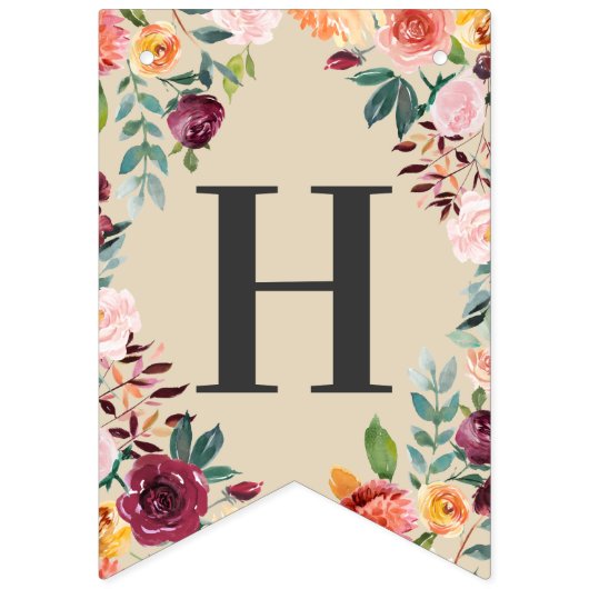 Happy Retirement rustieke Bourgondische roze Herfs Vlaggetjes (Eerste vlag)