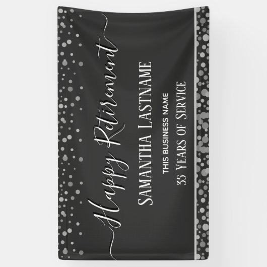 Happy Retirement Silver Confetti Banner (Verticaal)