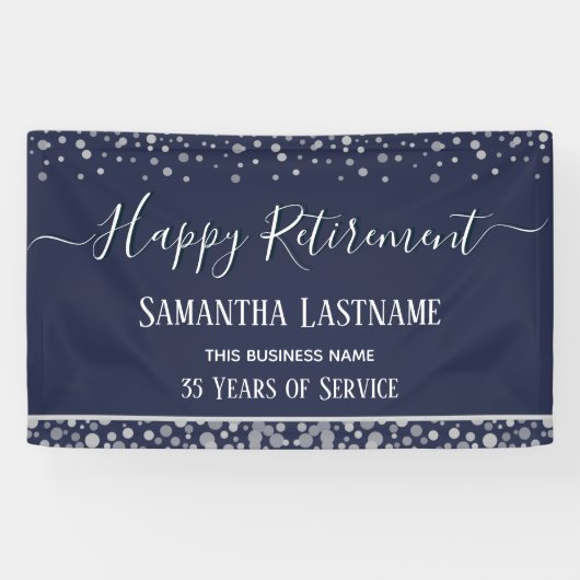 Happy Retirement Silver Confetti Banner (Horizontaal)