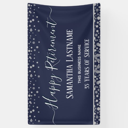 Happy Retirement Silver Confetti Banner (Verticaal)