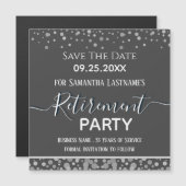 Happy Retirement Silver Confetti Save the Date (Voorkant / Achterkant)