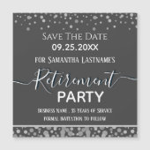 Happy Retirement Silver Confetti Save the Date (Voorkant)