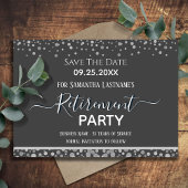 Happy Retirement Silver Confetti Save the Date