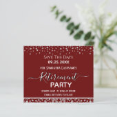 Happy Retirement Silver Confetti Save the Date (Staand voorkant)