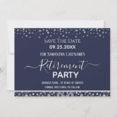Happy Retirement Silver Confetti Save the Date Kaart (Voorkant)
