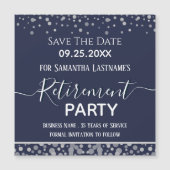 Happy Retirement Silver Confetti Save the Date Mag (Voorkant)