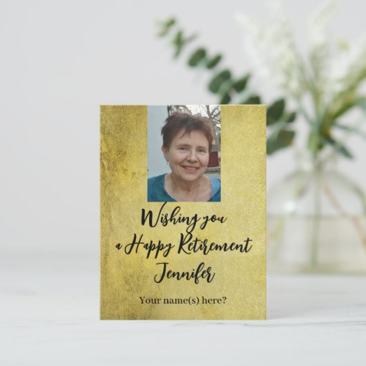 Happy Retirement Simple Gold Black Voeg foto toe (Staand voorkant)