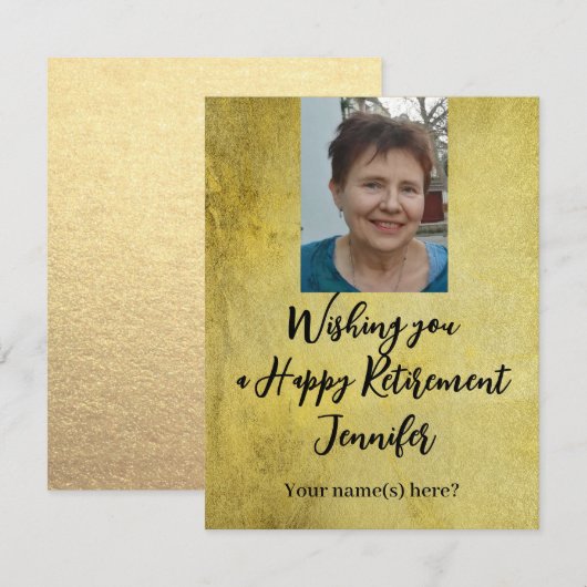 Happy Retirement Simple Gold Black Voeg foto toe (Voorkant / Achterkant)