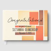 Happy Retirement Sinaasappel Block Abstract Custom Gastenboek (Voorkant)