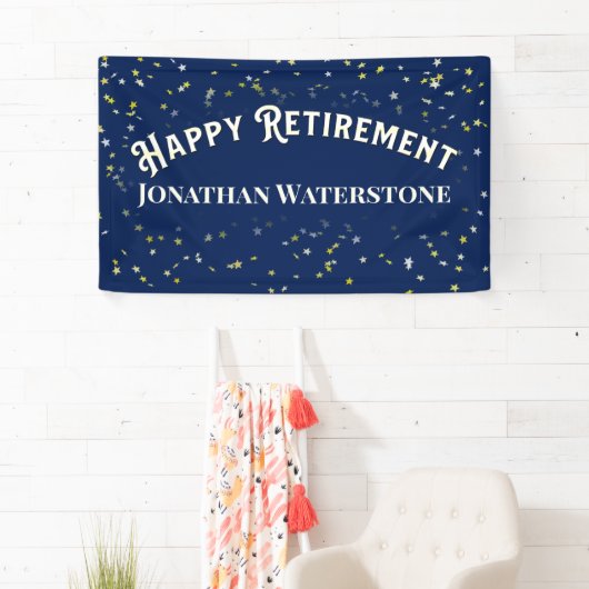 Happy Retirement Stars gepersonaliseerd Spandoek (Insitu)