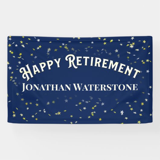 Happy Retirement Stars gepersonaliseerd Spandoek (Horizontaal)