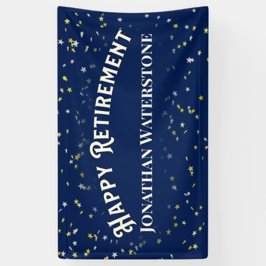 Happy Retirement Stars gepersonaliseerd Spandoek (Verticaal)