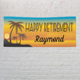 Happy Retirement strand scène met palmbomen Spandoek