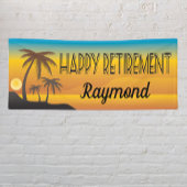 Happy Retirement strand scène met palmbomen Spandoek