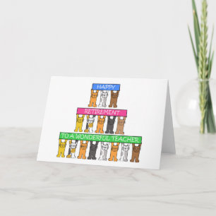 Happy Retirement Teacher Cartoon Cats Kaart