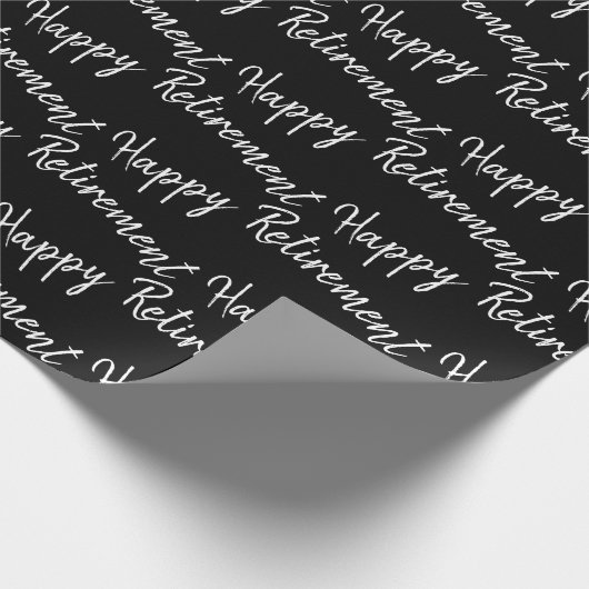 Happy Retirement tekst op zwart Cadeaupapier (Hoek)