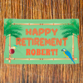 Happy Retirement Tiki Parrot Palm Tree Spandoek