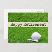 Happy Retirement to golfer met golfbal op groen Briefkaart (Voorkant / Achterkant)