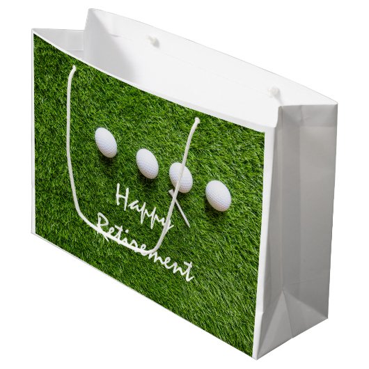 Happy Retirement to golfer met golfbal op groen Groot Cadeauzakje (Voorkant Gekanteld)