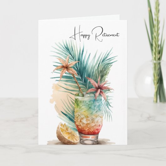 Happy Retirement Tropical Drink Kaart (Voorkant)