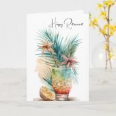 Happy Retirement Tropical Drink Kaart (Gele Bloem)