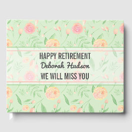 Happy Retirement Waterverf Bloemenpatroon Gastenboek