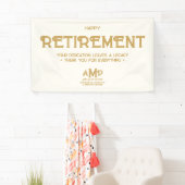 Happy Retirement White and Gold Monogram Spandoek (Insitu)