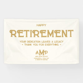 Happy Retirement White and Gold Monogram Spandoek