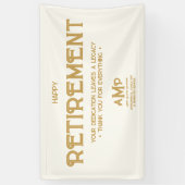 Happy Retirement White and Gold Monogram Spandoek (Verticaal)