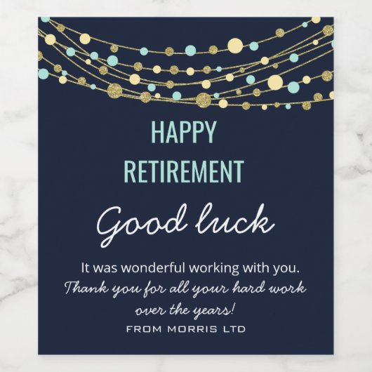 HAPPY RETIREMENT WIJNLABEL WIJN ETIKET (Enkel label)