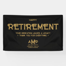 Happy Retirement Zwart en Goud Monogram Spandoek