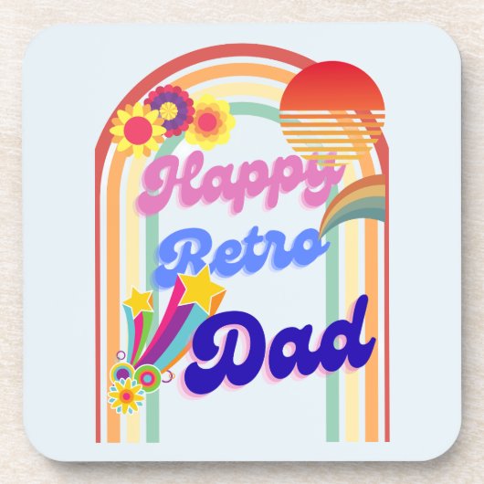 Happy Retro Dad Bier Onderzetter (Voorkant)